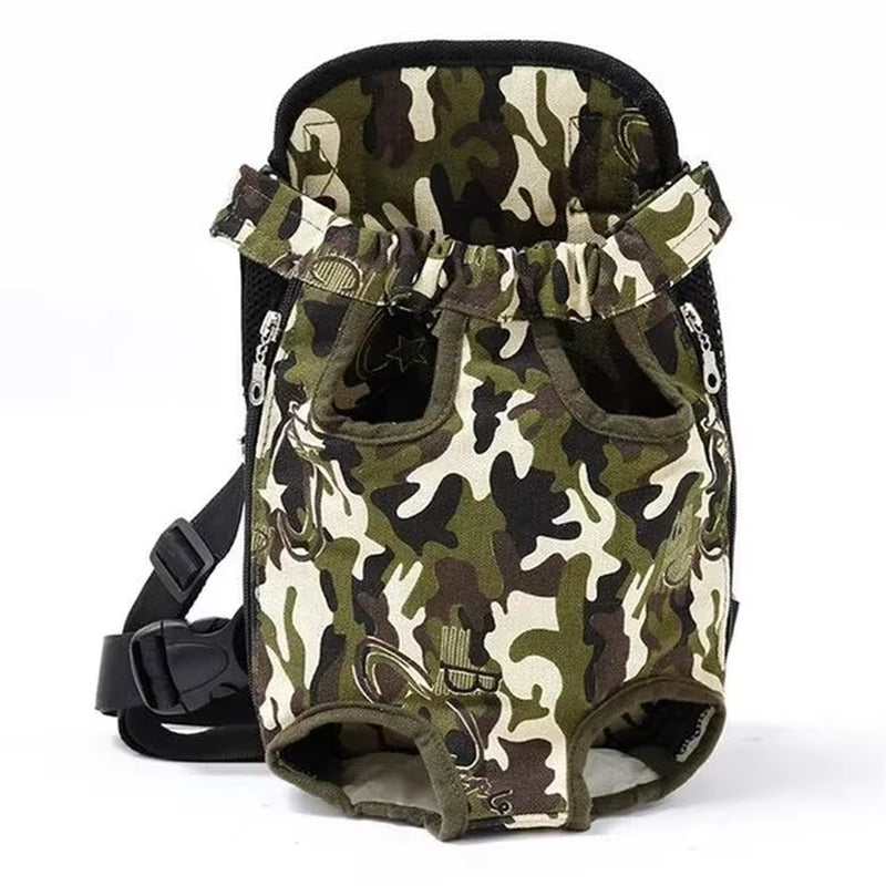 Camouflage Pet Dog Carrier Backpack - Breathable Outdoor Travel Bag for Small Dogs and Cats