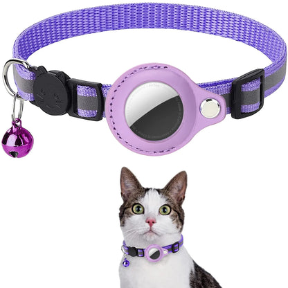 Adjustable Waterproof Cat Collar with Airtag Holder, Breakaway Design, Reflective Strips, and Bell - Perfect for Kittens!
