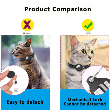 Adjustable Waterproof Cat Collar with Airtag Holder, Breakaway Design, Reflective Strips, and Bell - Perfect for Kittens!