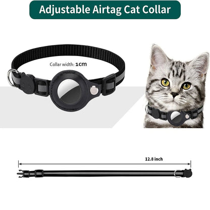 Adjustable Waterproof Cat Collar with Airtag Holder, Breakaway Design, Reflective Strips, and Bell - Perfect for Kittens!