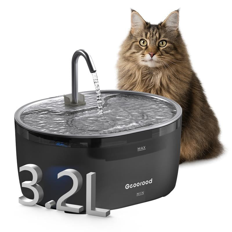 Today'S Deals - Geoorood Cat Water Fountain - 304 Stainless Steel, 3.2L/0.85Gallon/108.2Oz, Dual-Mode, LED Alert, 20Db Quiet, Bpa-Free ABS, Pet-Friendly, Dishwasher-Safe #Tiktokshoplabordaysale #Fallfreshness