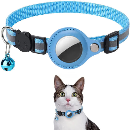 Adjustable Waterproof Cat Collar with Airtag Holder, Breakaway Design, Reflective Strips, and Bell - Perfect for Kittens!