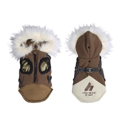 Cozy Fleece Hooded Dog Winter Coat - Plush Warm Cotton Vest for Dogs & Cats