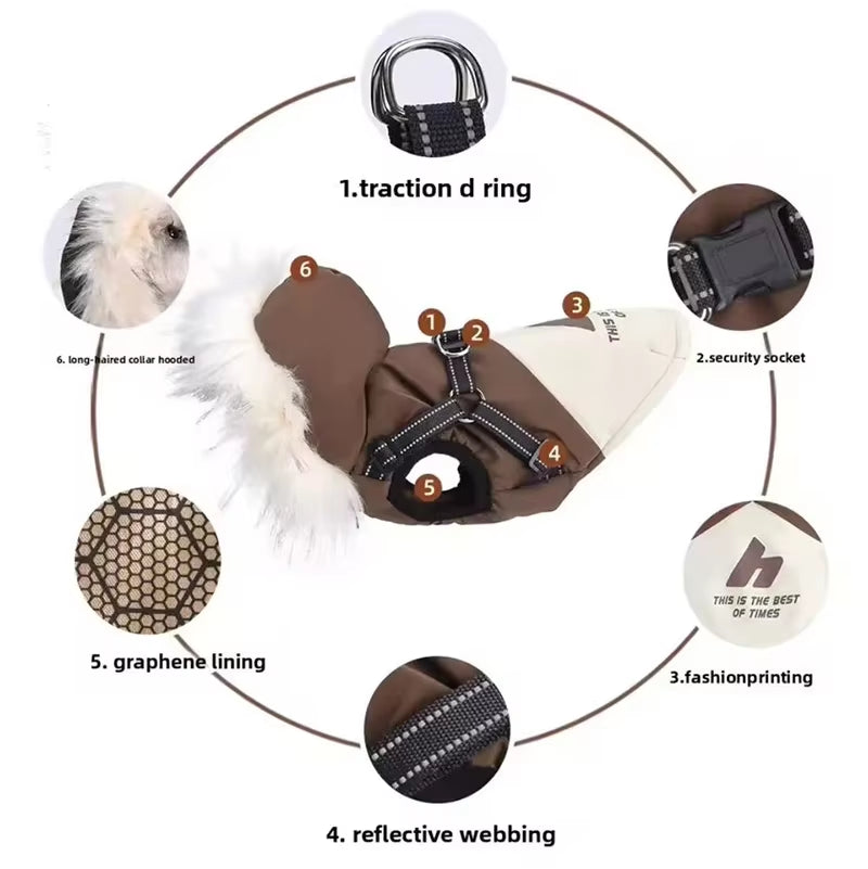 Cozy Fleece Hooded Dog Winter Coat - Plush Warm Cotton Vest for Dogs & Cats